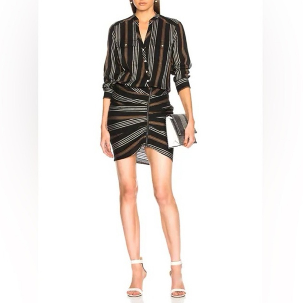 VERONICA BEARD Emory Dress In Black Multi Stipe Size 8